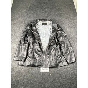 Vintage Avenue Leather Jacket Womens 18/20 Black Lined Winter Warm Full Zip